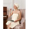 image:imageEkouaer Towel Wrap for Women with Hair Towel Lightweight Knee Length Spa Body Bath Adjustable Closure Bathrobe with PocketCream