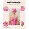 image:imageEkouaer Towel Wrap for Women with Hair Towel Lightweight Knee Length Spa Body Bath Adjustable Closure Bathrobe with PocketFuchsia