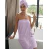 image:imageEkouaer Towel Wrap for Women with Hair Towel Lightweight Knee Length Spa Body Bath Adjustable Closure Bathrobe with PocketLavender