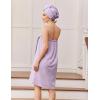image:imageEkouaer Towel Wrap for Women with Hair Towel Lightweight Knee Length Spa Body Bath Adjustable Closure Bathrobe with PocketLavender