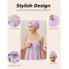 image:imageEkouaer Towel Wrap for Women with Hair Towel Lightweight Knee Length Spa Body Bath Adjustable Closure Bathrobe with PocketLavender