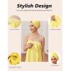 image:imageEkouaer Towel Wrap for Women with Hair Towel Lightweight Knee Length Spa Body Bath Adjustable Closure Bathrobe with PocketLemon Yellow