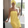 image:imageEkouaer Towel Wrap for Women with Hair Towel Lightweight Knee Length Spa Body Bath Adjustable Closure Bathrobe with PocketLemon Yellow