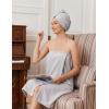 image:imageEkouaer Towel Wrap for Women with Hair Towel Lightweight Knee Length Spa Body Bath Adjustable Closure Bathrobe with PocketLight Gray