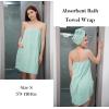 image:imageEkouaer Towel Wrap for Women with Hair Towel Lightweight Knee Length Spa Body Bath Adjustable Closure Bathrobe with PocketMint Green
