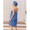 image:imageEkouaer Towel Wrap for Women with Hair Towel Lightweight Knee Length Spa Body Bath Adjustable Closure Bathrobe with PocketNavy Blue