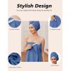 image:imageEkouaer Towel Wrap for Women with Hair Towel Lightweight Knee Length Spa Body Bath Adjustable Closure Bathrobe with PocketNavy Blue