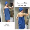 image:imageEkouaer Towel Wrap for Women with Hair Towel Lightweight Knee Length Spa Body Bath Adjustable Closure Bathrobe with PocketNavy Blue