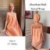image:imageEkouaer Towel Wrap for Women with Hair Towel Lightweight Knee Length Spa Body Bath Adjustable Closure Bathrobe with PocketSoft Orange