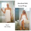 image:imageEkouaer Towel Wrap for Women with Hair Towel Lightweight Knee Length Spa Body Bath Adjustable Closure Bathrobe with PocketWhite