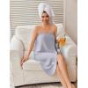image:imageEkouaer Waffle Robes For Women Bath Wrap Lightweight Shower Wrap 2026 Knee Length Spa Robe with Adjustable Closure SXLLight Gray