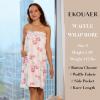 image:imageEkouaer Waffle Robes For Women Bath Wraps Lightweight Knee Length Soft Shower Robe with Pocket SLFloral White