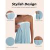 image:imageEkouaer Waffle Robes For Women Bath Wraps Lightweight Knee Length Soft Shower Robe with Pocket SLLight Blue