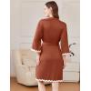 image:imageEkouaer Women Kimono Robe 34 Sleeves Loungewear Dress Knee Length Sleepwear Pockets Housecoat Short Bathrobe SXXLCcaramel