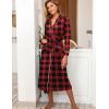 image:imageEkouaer Women Kimono Robes Full Length Knit Bathrobe Lightweight Soft Sleepwear Vneck Casual Ladies Loungewear SXXLBlack and Red Plaid