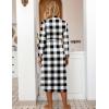 image:imageEkouaer Women Kimono Robes Full Length Knit Bathrobe Lightweight Soft Sleepwear Vneck Casual Ladies Loungewear SXXLBlack and White Plaid