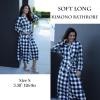 image:imageEkouaer Women Kimono Robes Full Length Knit Bathrobe Lightweight Soft Sleepwear Vneck Casual Ladies Loungewear SXXLBlack and White Plaid