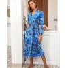 image:imageEkouaer Women Kimono Robes Full Length Knit Bathrobe Lightweight Soft Sleepwear Vneck Casual Ladies Loungewear SXXLC Aqua Multi