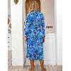 image:imageEkouaer Women Kimono Robes Full Length Knit Bathrobe Lightweight Soft Sleepwear Vneck Casual Ladies Loungewear SXXLC Aqua Multi
