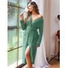 image:imageEkouaer Women Kimono Robes Full Length Knit Bathrobe Lightweight Soft Sleepwear Vneck Casual Ladies Loungewear SXXLCeladon Green