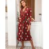 image:imageEkouaer Women Kimono Robes Full Length Knit Bathrobe Lightweight Soft Sleepwear Vneck Casual Ladies Loungewear SXXLChristmas Red Teddy Bear
