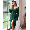 image:imageEkouaer Women Kimono Robes Full Length Knit Bathrobe Lightweight Soft Sleepwear Vneck Casual Ladies Loungewear SXXLDark Green