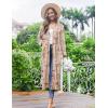 image:imageEkouaer Women Kimono Robes Full Length Knit Bathrobe Lightweight Soft Sleepwear Vneck Casual Ladies Loungewear SXXLFloral Beige