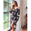 image:imageEkouaer Women Kimono Robes Full Length Knit Bathrobe Lightweight Soft Sleepwear Vneck Casual Ladies Loungewear SXXLFloral Black