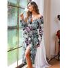 image:imageEkouaer Women Kimono Robes Full Length Knit Bathrobe Lightweight Soft Sleepwear Vneck Casual Ladies Loungewear SXXLFloral Black Leaves