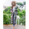 image:imageEkouaer Women Kimono Robes Full Length Knit Bathrobe Lightweight Soft Sleepwear Vneck Casual Ladies Loungewear SXXLFloral Black Leaves