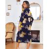 image:imageEkouaer Women Kimono Robes Full Length Knit Bathrobe Lightweight Soft Sleepwear Vneck Casual Ladies Loungewear SXXLFloral Deep Blue
