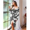 image:imageEkouaer Women Kimono Robes Full Length Knit Bathrobe Lightweight Soft Sleepwear Vneck Casual Ladies Loungewear SXXLFloral Gray