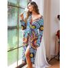 image:imageEkouaer Women Kimono Robes Full Length Knit Bathrobe Lightweight Soft Sleepwear Vneck Casual Ladies Loungewear SXXLFloral Mandala Blue