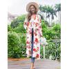 image:imageEkouaer Women Kimono Robes Full Length Knit Bathrobe Lightweight Soft Sleepwear Vneck Casual Ladies Loungewear SXXLFloral White