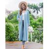 image:imageEkouaer Women Kimono Robes Full Length Knit Bathrobe Lightweight Soft Sleepwear Vneck Casual Ladies Loungewear SXXLLight Blue
