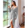 image:imageEkouaer Women Kimono Robes Full Length Knit Bathrobe Lightweight Soft Sleepwear Vneck Casual Ladies Loungewear SXXLLight Gray