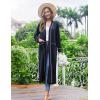 image:imageEkouaer Women Kimono Robes Full Length Knit Bathrobe Lightweight Soft Sleepwear Vneck Casual Ladies Loungewear SXXLNavy Blue