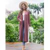 image:imageEkouaer Women Kimono Robes Full Length Knit Bathrobe Lightweight Soft Sleepwear Vneck Casual Ladies Loungewear SXXLPurplish Red