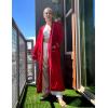 image:imageEkouaer Women Kimono Robes Full Length Knit Bathrobe Lightweight Soft Sleepwear Vneck Casual Ladies Loungewear SXXLRed