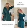 image:imageEkouaer Women Kimono Robes Knee Length Knit Bathrobe Lightweight Soft Sleepwear Vneck Casual Ladies Loungewear1dark Green
