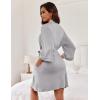 image:imageEkouaer Women Kimono Robes Knee Length Knit Bathrobe Lightweight Soft Sleepwear Vneck Casual Ladies Loungewear1light Gray