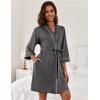 image:imageEkouaer Women Kimono Robes Knee Length Knit Bathrobe Lightweight Soft Sleepwear Vneck Casual Ladies Loungewear1medium Gray