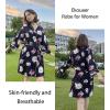 image:imageEkouaer Women Kimono Robes Knee Length Knit Bathrobe Lightweight Soft Sleepwear Vneck Casual Ladies LoungewearBlack Floral