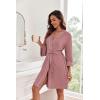 image:imageEkouaer Women Kimono Robes Knee Length Knit Bathrobe Lightweight Soft Sleepwear Vneck Casual Ladies LoungewearGray Purple