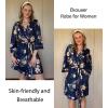 image:imageEkouaer Women Kimono Robes Knee Length Knit Bathrobe Lightweight Soft Sleepwear Vneck Casual Ladies LoungewearNavy Blue Floral