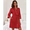 image:imageEkouaer Women Kimono Robes Knee Length Knit Bathrobe Lightweight Soft Sleepwear Vneck Casual Ladies LoungewearRed