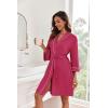 image:imageEkouaer Women Kimono Robes Knee Length Knit Bathrobe Lightweight Soft Sleepwear Vneck Casual Ladies LoungewearRose Red
