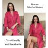image:imageEkouaer Women Kimono Robes Knee Length Knit Bathrobe Lightweight Soft Sleepwear Vneck Casual Ladies LoungewearRose Red