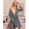 image:imageEkouaer Women Robe Ribbed Knit Soft Bathrobe Knee Length Robes Stretchy Short Sleepwear with PocketsDark Grey