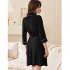 image:imageEkouaer Women Robes Shawl Collar Bathrobe Short Kimono Robe Soft Knit Bathrobes Ladies Sleepwear with Pockets SXXLBlack